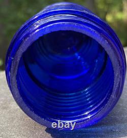 Vintage Perko Deep Cobalt Blue Glass Inner Fresnel Globe Lens (5.5 x 2.25)