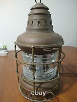 Vintage Perko Oil Lamp Nautical Lantern Anchor Light Converted Electric Antique