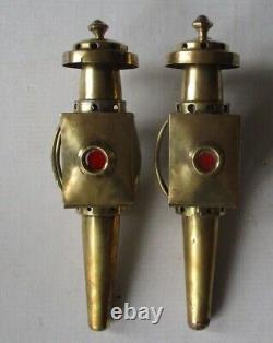 Vintage Petite Brass Antique Automobile or carriage Lanterns Lamps