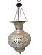 Vintage Pierced Brass Moroccan Hanging Lamp Lantern Candle Holder Antique
