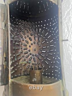 Vintage Pierced Punched Tin Candle Lantern Paul Revere Style Colonial Primitive