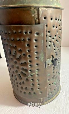 Vintage Pierced Punched Tin Candle Lantern Paul Revere Style Colonial Primitive Vintage Pierced Punched Tin Candle Lantern Paul Revere Style Colonial Primitive