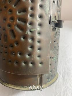 Vintage Pierced Punched Tin Candle Lantern Paul Revere Style Colonial Primitive