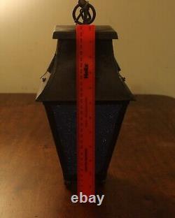 Vintage Porch Lantern / Hall Light, blue patinated glass, ready to fit