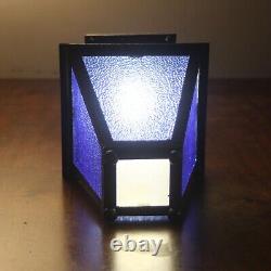 Vintage Porch Lantern / Hall Light, blue patinated glass, ready to fit