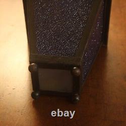 Vintage Porch Lantern / Hall Light, blue patinated glass, ready to fit