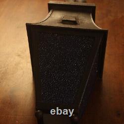 Vintage Porch Lantern / Hall Light, blue patinated glass, ready to fit