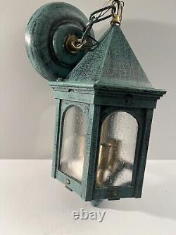 Vintage Porch Lantern Pendant Cast Aluminum & Brass Light Fixture USA NOS