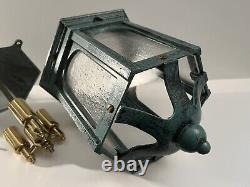 Vintage Porch Lantern Pendant Cast Aluminum & Brass Light Fixture USA NOS