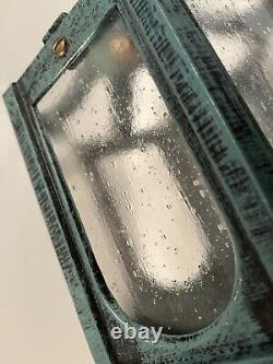 Vintage Porch Lantern Pendant Cast Aluminum & Brass Light Fixture USA NOS