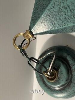 Vintage Porch Lantern Pendant Cast Aluminum & Brass Light Fixture USA NOS
