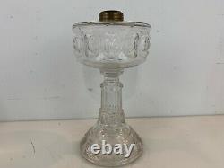Vintage Possibly Antique Pressed Clear Glass Oil Lamp