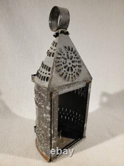 Vintage Primitive Antique Paul Revere Punched Tin Candle Lantern