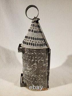 Vintage Primitive Antique Paul Revere Punched Tin Candle Lantern