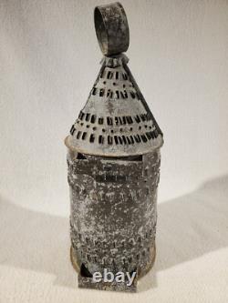 Vintage Primitive Antique Paul Revere Punched Tin Candle Lantern