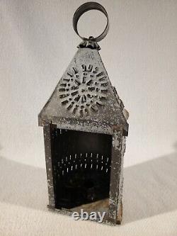 Vintage Primitive Antique Paul Revere Punched Tin Candle Lantern