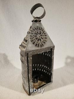 Vintage Primitive Antique Paul Revere Punched Tin Candle Lantern