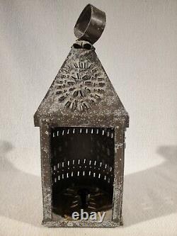 Vintage Primitive Antique Paul Revere Punched Tin Candle Lantern