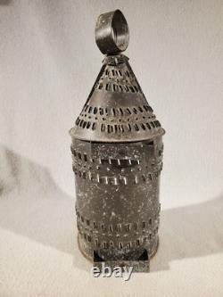 Vintage Primitive Antique Paul Revere Punched Tin Candle Lantern