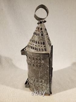 Vintage Primitive Antique Paul Revere Punched Tin Candle Lantern