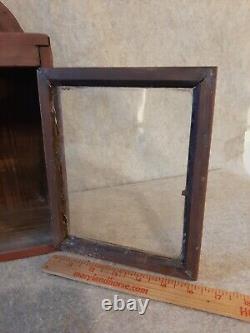 Vintage Primitive Glass Front Door Lantern Wall Hanging Display Shelf