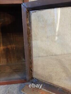 Vintage Primitive Glass Front Door Lantern Wall Hanging Display Shelf