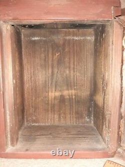 Vintage Primitive Glass Front Door Lantern Wall Hanging Display Shelf
