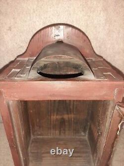 Vintage Primitive Glass Front Door Lantern Wall Hanging Display Shelf
