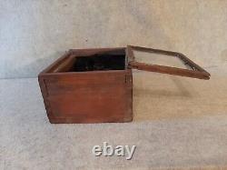 Vintage Primitive Glass Front Door Lantern Wall Hanging Display Shelf
