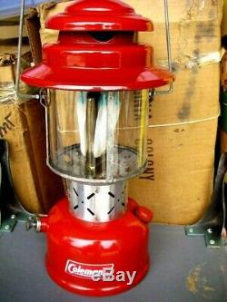 Vintage RED Coleman Lantern Model 220E Double Mantle CANADA 1963 Camping 5/63