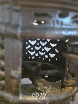 Vintage Rare Antique Japanese Cast Iron Candle Patina Lantern Garden PAGODA