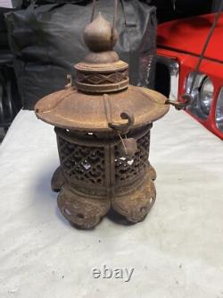 Vintage Rare Antique Japanese Cast Iron Candle Patina Lantern Garden PAGODA