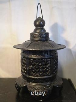 Vintage Rare Antique Japanese Cast Iron Candle Patina Lantern Garden PAGODA