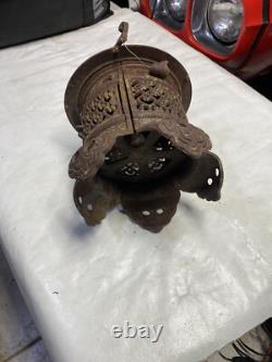 Vintage Rare Antique Japanese Cast Iron Candle Patina Lantern Garden PAGODA