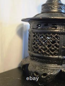 Vintage Rare Antique Japanese Cast Iron Candle Patina Lantern Garden PAGODA