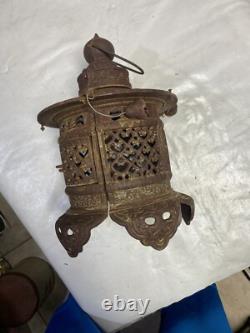 Vintage Rare Antique Japanese Cast Iron Candle Patina Lantern Garden PAGODA