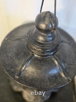 Vintage Rare Antique Japanese Cast Iron Candle Patina Lantern Garden PAGODA