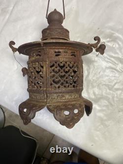 Vintage Rare Antique Japanese Cast Iron Candle Patina Lantern Garden PAGODA