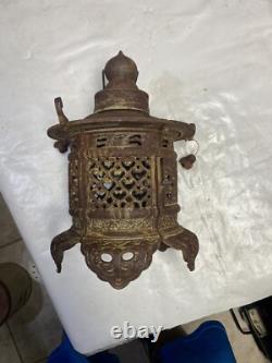 Vintage Rare Antique Japanese Cast Iron Candle Patina Lantern Garden PAGODA