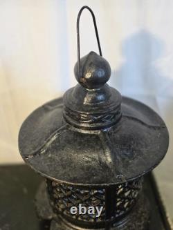 Vintage Rare Antique Japanese Cast Iron Candle Patina Lantern Garden PAGODA