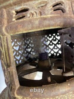 Vintage Rare Antique Japanese Cast Iron Candle Patina Lantern Garden PAGODA