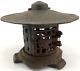 Vintage Rare Antique Japanese Cast Iron Candle Patina Lantern Garden PAGODA 8