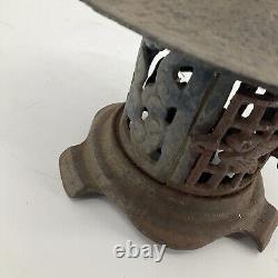 Vintage Rare Antique Japanese Cast Iron Candle Patina Lantern Garden PAGODA 8