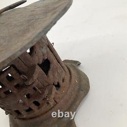 Vintage Rare Antique Japanese Cast Iron Candle Patina Lantern Garden PAGODA 8