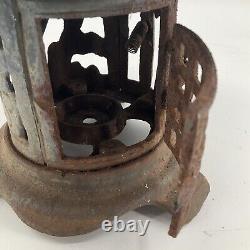 Vintage Rare Antique Japanese Cast Iron Candle Patina Lantern Garden PAGODA 8