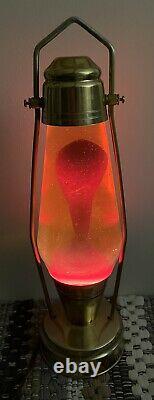 Vintage Rare Coach Lantern Lava Lamp Red, Gold Base Leviton Works
