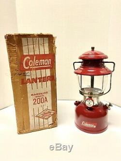 Vintage Rare Coleman Burgundy 200a Single Mantle Camping Lantern 10/61