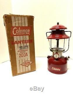 Vintage Rare Coleman Burgundy 200a Single Mantle Camping Lantern 10/61