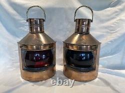 Vintage Rare Ship/Train Lantern Set Copper PMP Starboard And Port