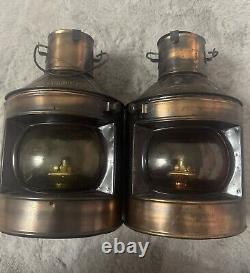 Vintage Rare Ship/Train Lantern Set Copper PMP Starboard And Port